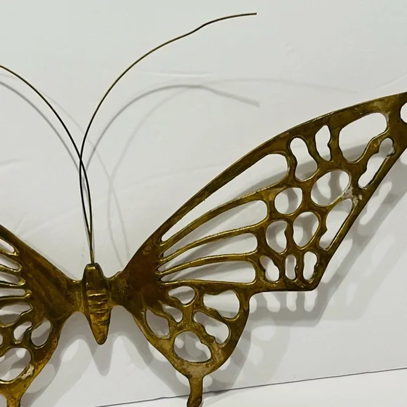 Vintage 1970’s Midcentury Modern Brass Set of 3 Large Butterflies Wall Decor